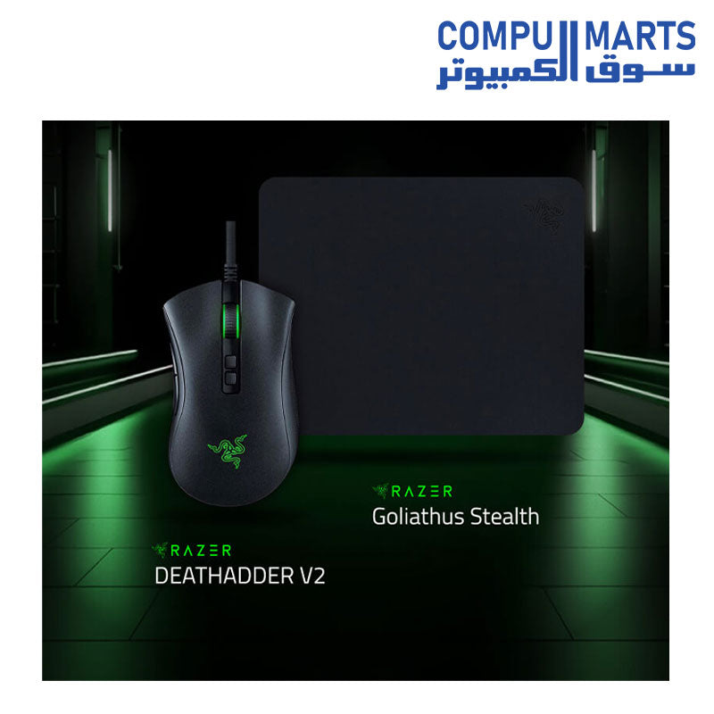 Razer DeathAdder V2 Ergonomic Wired Gaming Mouse + Razer Goliathus Ste