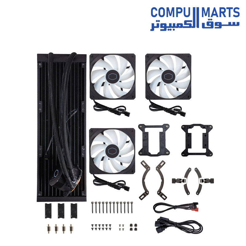 CoolerMaster MasterLiquid 360L Core White 360mm Close-Loop AIO Liquid Cooler, ARGB Sync, Gen S Coldplate Pump, 120mm PWM