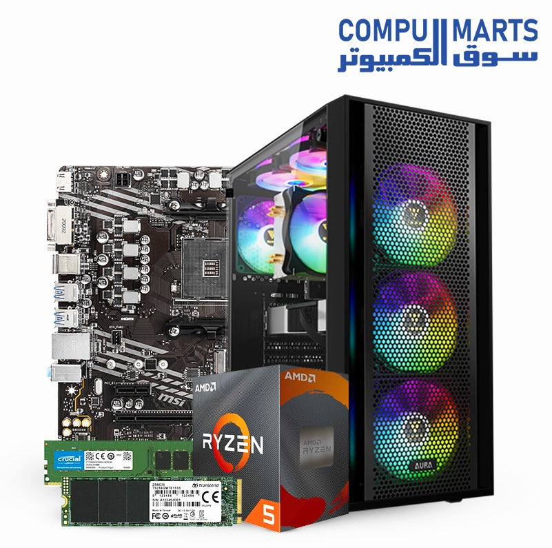 ECO-BUNDLE-RYZEN-3-4300-RYZEN-5-4600G-RYZEN-5-5600G-MSI-A520M-ATX-16GB-ram-SSD-256GB-Case-Power-Supply-600W