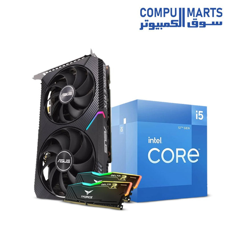 حزم نصف كمبيوتر شخصي مع معالج Core I5-12400F وRTX 3060 وRAM RGB سعة 16 جيجابايت