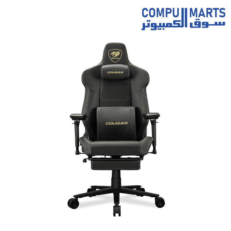 COUGAR Armor EVO M Gaming Chair with Breathable Premium PVC Leather, 5D Adjustable Armrests, Retractable Footrest, Lumbar Cushion, Magnetic Neck Pillow Foam