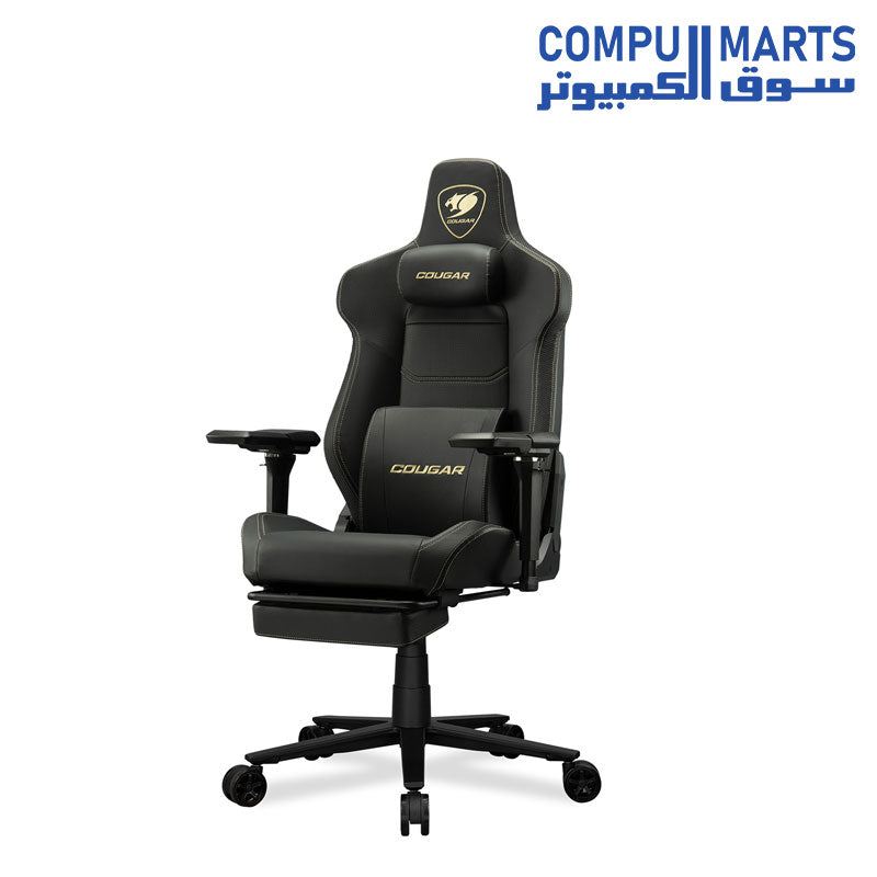 COUGAR Armor EVO M Gaming Chair with Breathable Premium PVC Leather, 5D Adjustable Armrests, Retractable Footrest, Lumbar Cushion, Magnetic Neck Pillow Foam