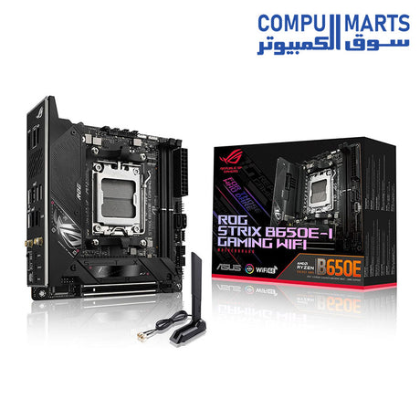 ROG-Strix-B650E-I-Motherboard-ASUS-Gaming-WiFi-6E-Socket-AM5-Ryzen-7000-Mini-ITX-(PCIe-5.0-DDR5-10-+-2power-Stages-2xM.2-Slots-USB-3.2-Gen-2x2-Type-C-WiFi-6E)