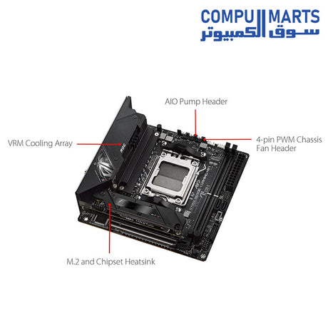 ROG-Strix-B650E-I-Motherboard-ASUS-Gaming-WiFi-6E-Socket-AM5-Ryzen-7000-Mini-ITX-(PCIe-5.0-DDR5-10-+-2power-Stages-2xM.2-Slots-USB-3.2-Gen-2x2-Type-C-WiFi-6E)