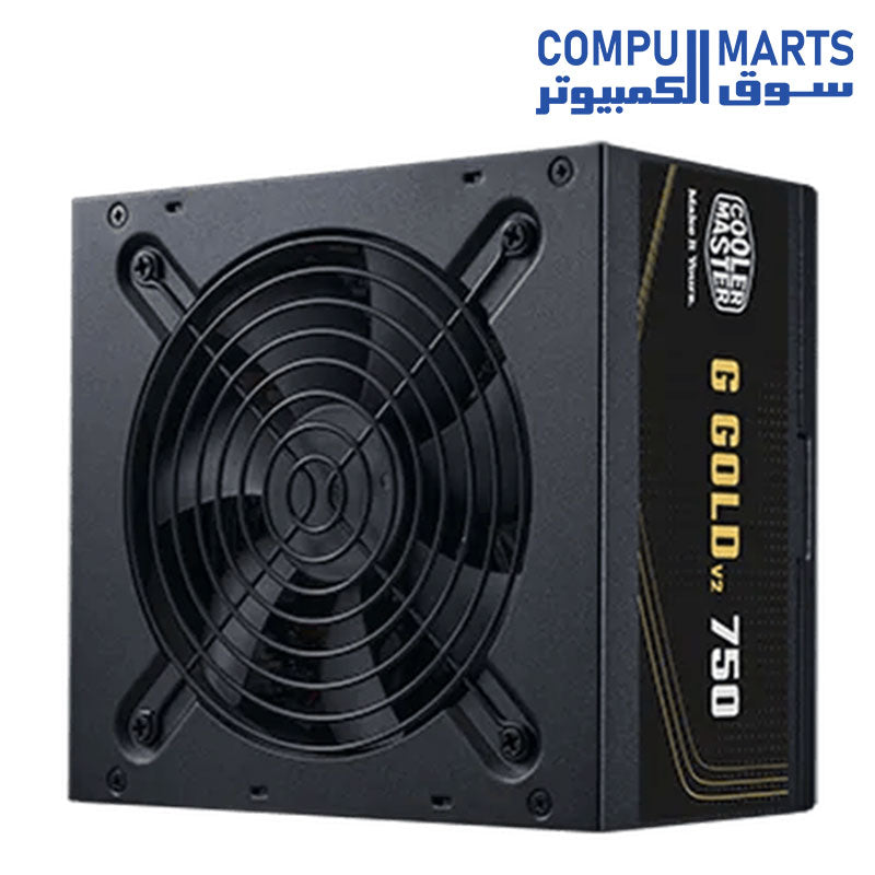 Cooler Master G Gold 750 V2 Fully Modular PSU (A/EU Plug) - 80 PLUS Gold 750W Power Supply Unit, Flat Black Cabling, 120mm HDB Fan, High-Temperature Threshold