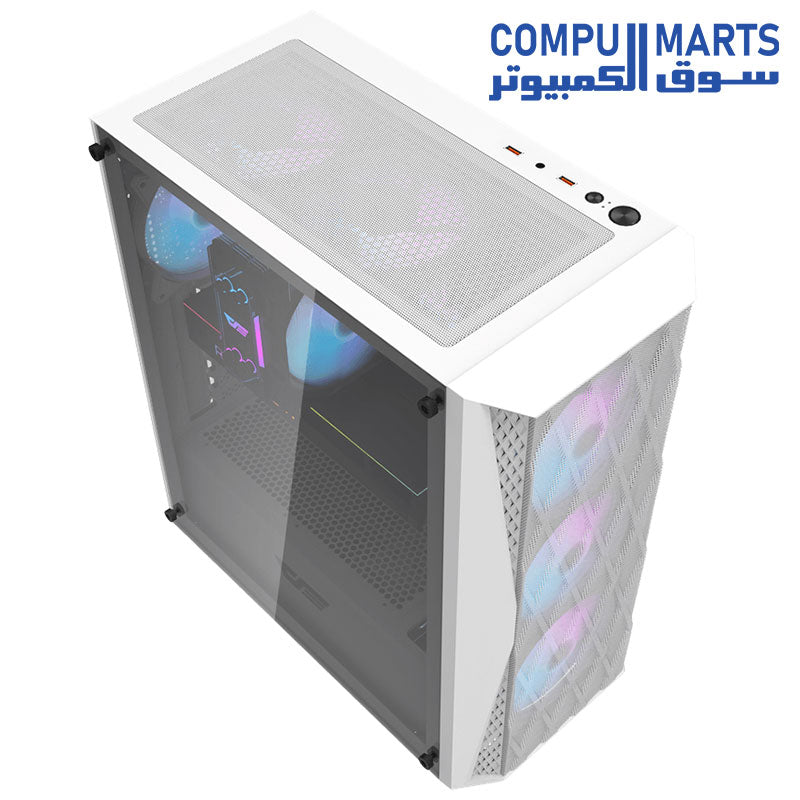 Darkflash DK352 Mesh ATX/MATX/ITX Gaming PC Case With Pre-Installed 4 * 120MM ARGB Fans, Transparent Glass Panel, USB 3.0, Support 360mm Radiator