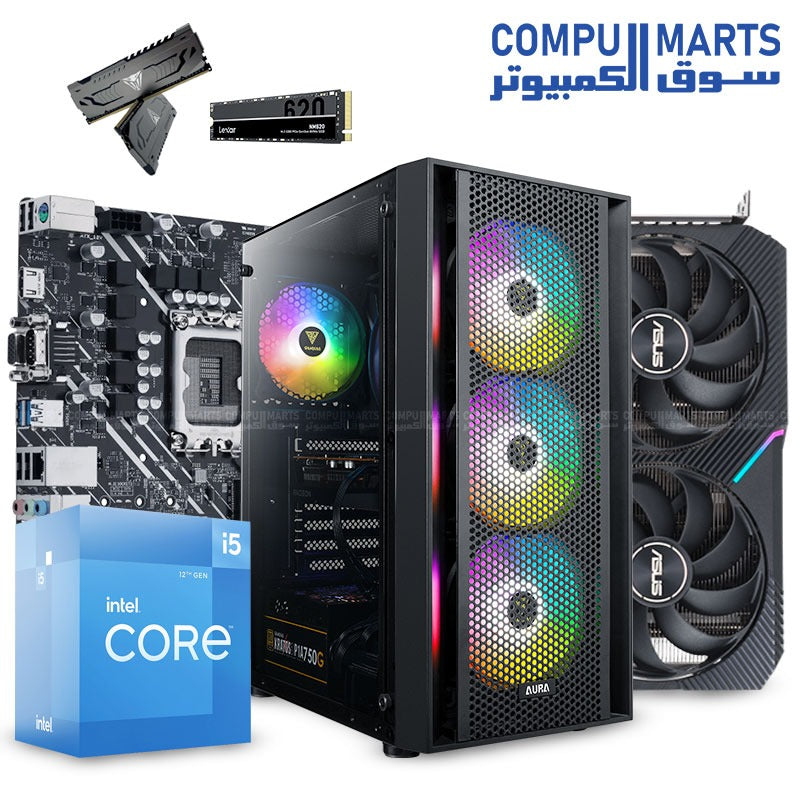 Flex Bundle #2 - Intel i5-12400F | RTX 4060 / 3050 / 3060 | H610M-D D4 | 16GB DDR4 3200MHz | 256GB NVMe | GAMDIAS GC2 | 600W