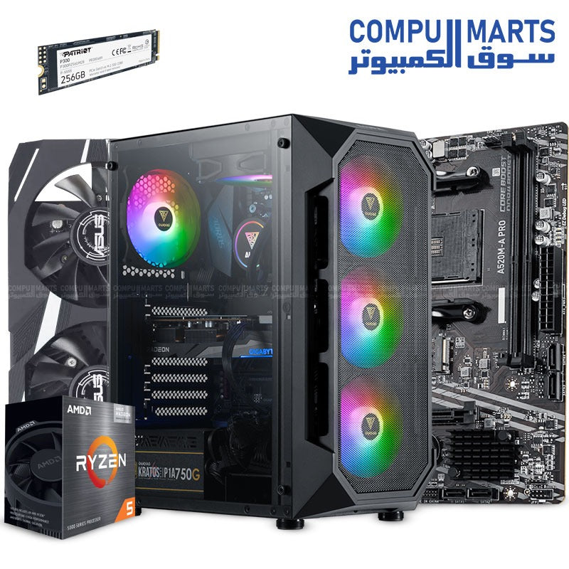 EPIC BUNDLE RTX 3050 -AMD Ryzen 5 5500 | 16GB DDR4 3200MHz | 256GB NVMe SSD | ASUS Prime A520 | GAMDIAS GC1 + 650W ARGB PSU