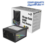 MIRAGE GOLD-850W-RGB-Power Supply-Aerocool-80 Plus Gold-Fully Modular