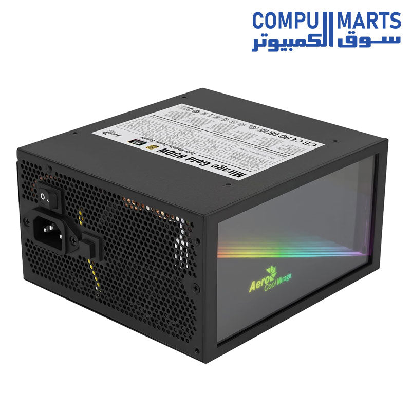 MIRAGE GOLD-850W-RGB-Power Supply-Aerocool-80 Plus Gold-Fully Modular