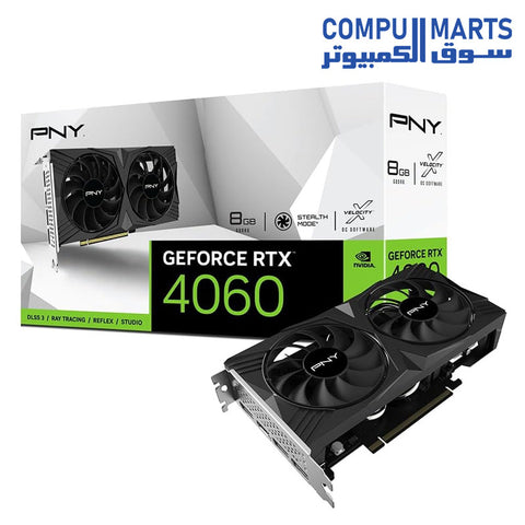 RTX 4060-Graphics Card-PNY-GeForce-8GB-VERTO-Dual-Fan