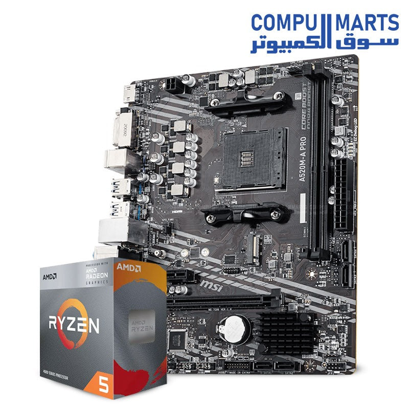 Ryzen-5-4600G-Desktop-Processor-AMD-3.7GHz-8MB-AM4-A520M-A-PRO-Motherboard-MSI-DDR4-AM4