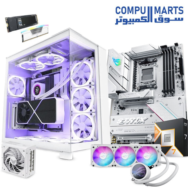 BUNDLE-AMD-Ryzen-7-9800X3D-8-Cores-16-Threads-Processor-ASUS-ROG-Strix-B850-A-Gaming-WiFi-AMD-AM5-B850-ATX-Motherboard-Samsung-Internal-SSD-990-Evo-Plus-NVMe-SSD-CASE-NZXT-H9-ELITE-EDITION-WHITE-ATX-MID-TOWER-ASUS TUF GAMING 1000W-ATX-80-Plus-Gold-Full-Modular-Power-Supply-ASUS-ROG-RYUO-III-360-ARGB-Liquid-Cooling