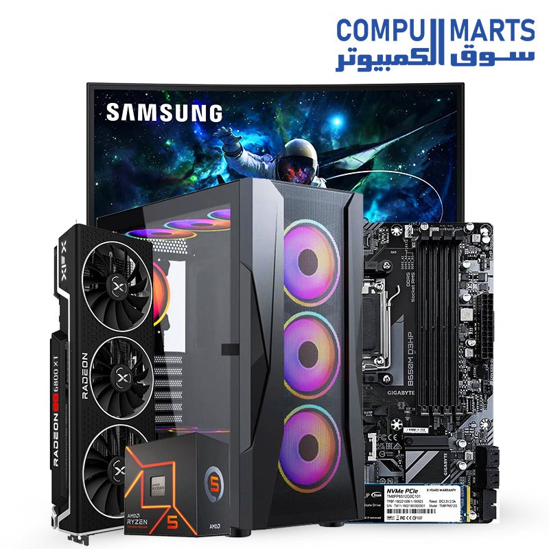 PROCESSOR RYZEN 5 7500F-GIGABYTE B650M-TEAM  RAM Group 16GB-TEAMGROUP MP33 512GB M.2 NVMe SSD-Monitor Samsung Odyssey G5 S27-BUNDEL