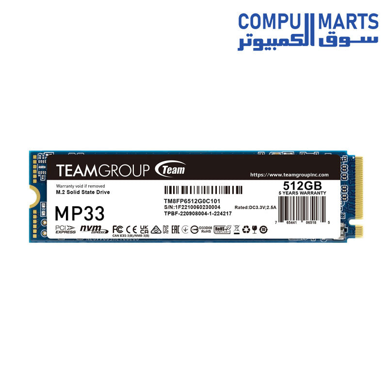 مجموعة TEAMGROUP MP33 M.2 PCI-E GEN3.0 X4 NVME 1.3