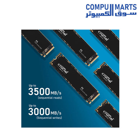 Crucial P3 1To M.2 PCIe Gen3 NVMe SSD interne - Jusqu'à 3500Mo/s